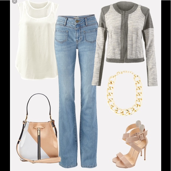 NWT! CAbi mixed media jacket in gunmetal - Picture 5 of 8